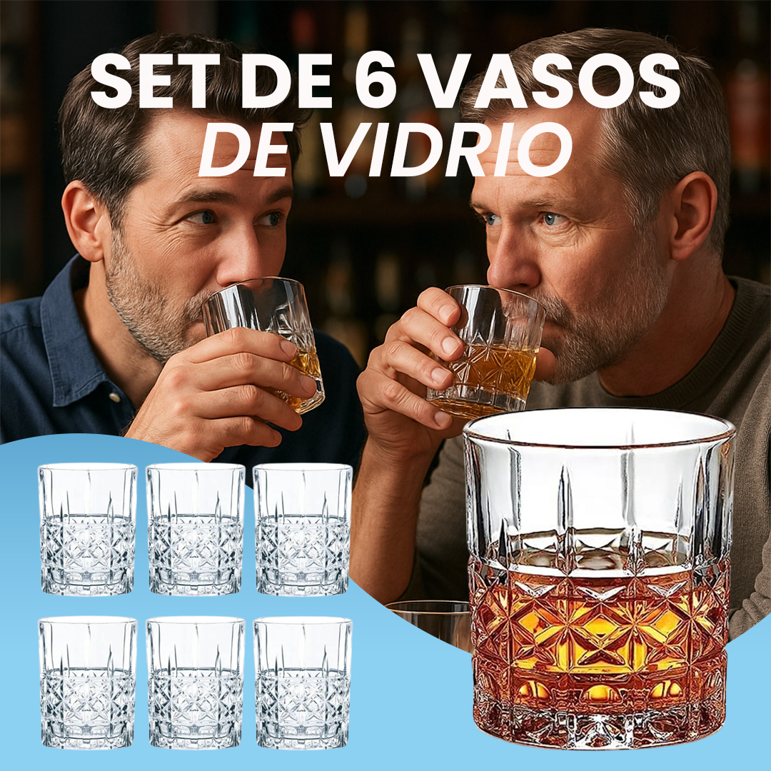 Juego de 6 Vasos de Vidrio Diamante
