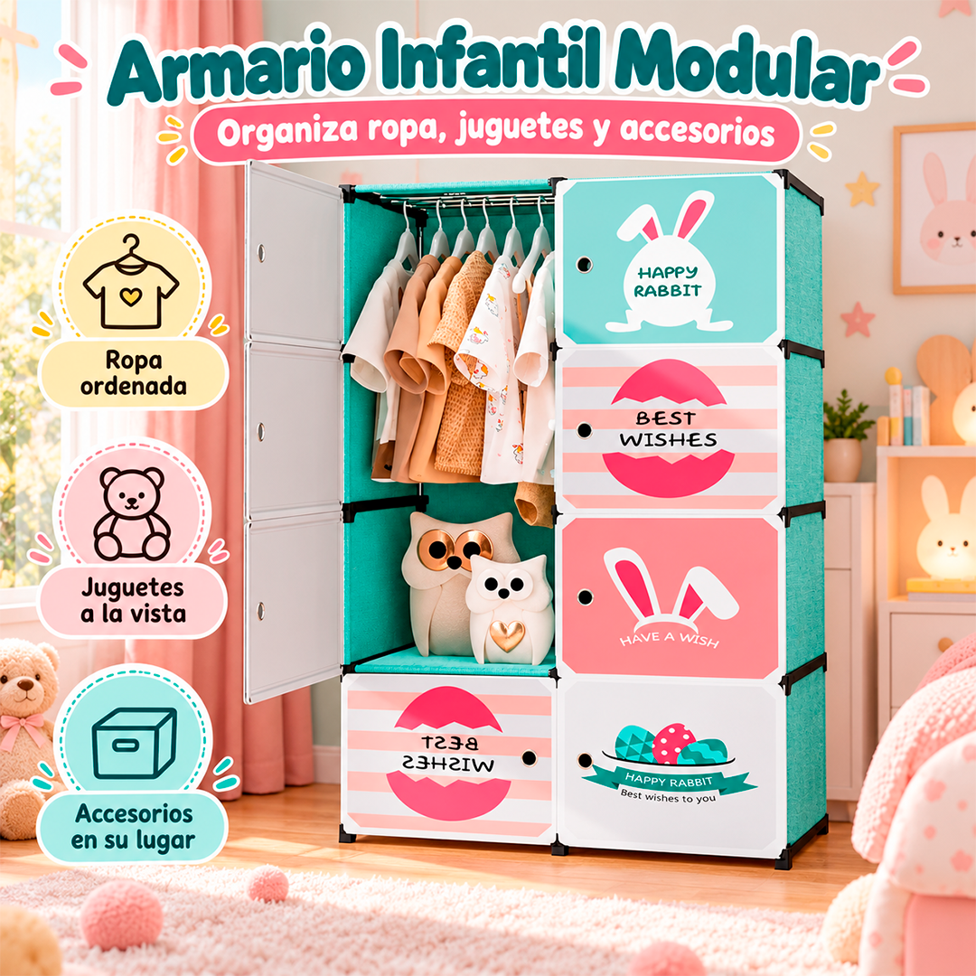 Armario Infantil Organizador de 8 Puertas
