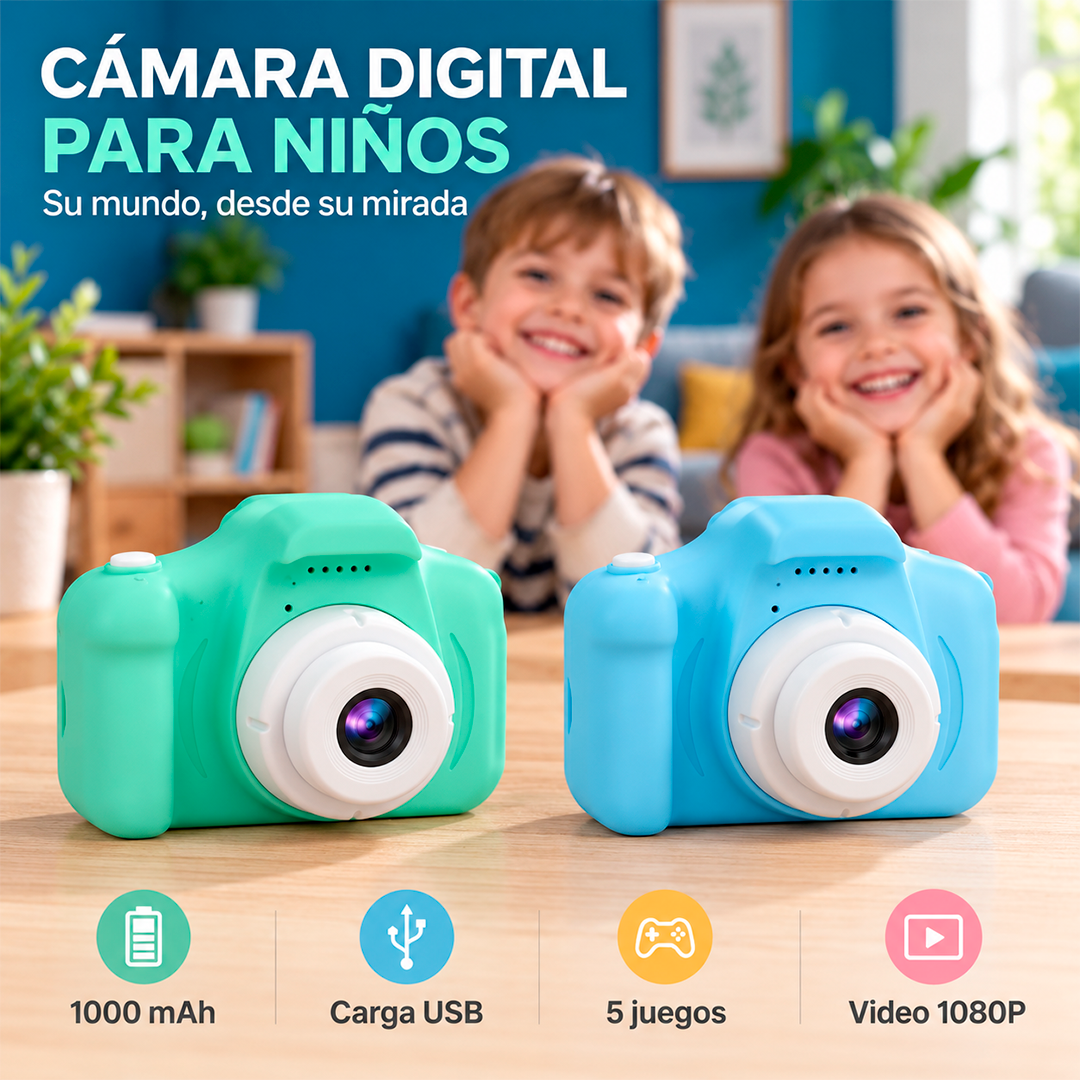 Mini Cámara Digital de Foto y Video para Niños 1080P