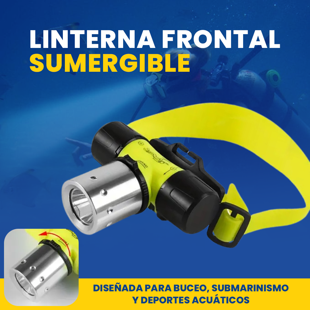 Linterna Frontal Sumergible - Para Buceo, Natación o Pesca