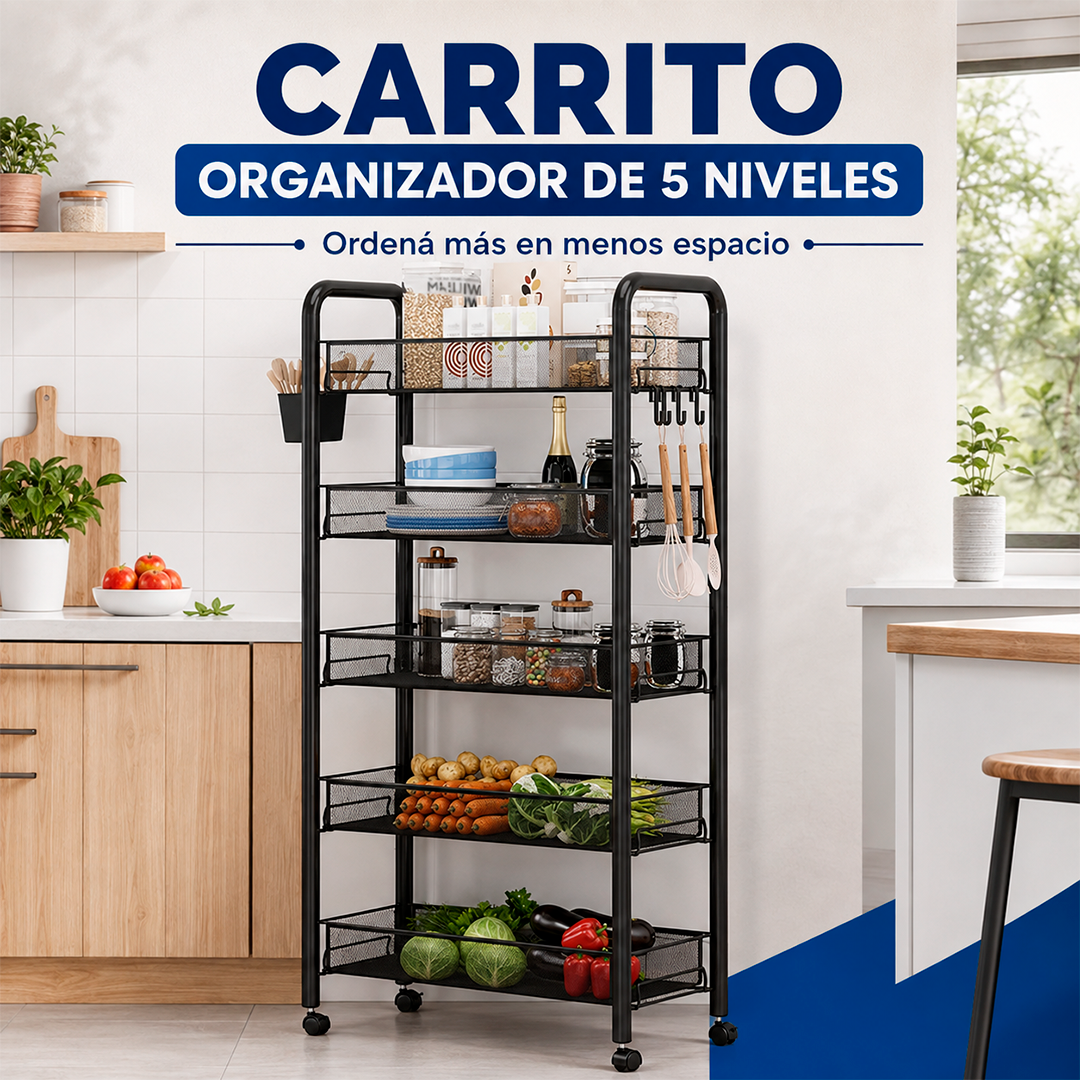 Carrito Organizador de 5 Niveles con Ruedas