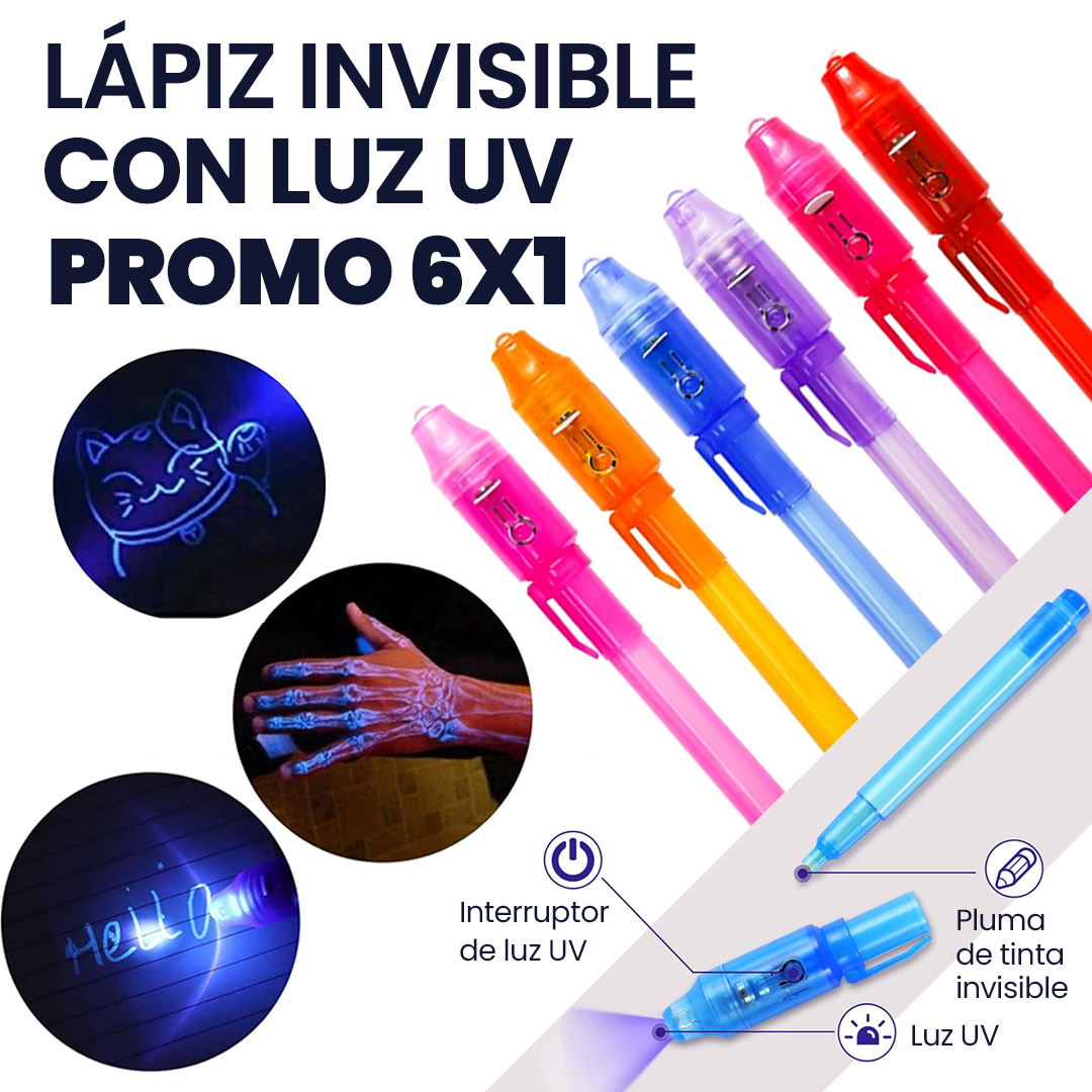 Lápiz de Tinta Invisible con Luz UV - PROMO 6X1