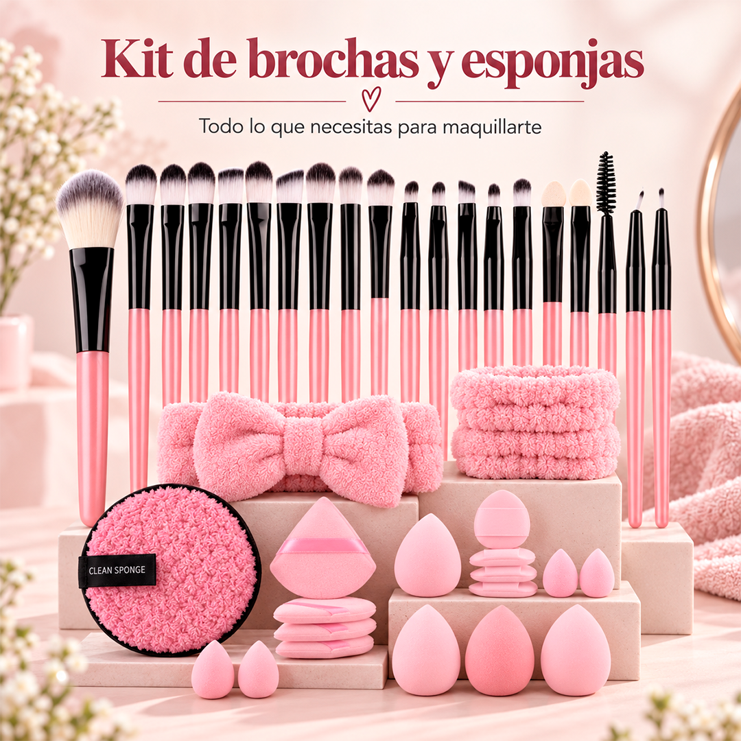 Kit Completo de Brochas + Esponjas + Accesorio