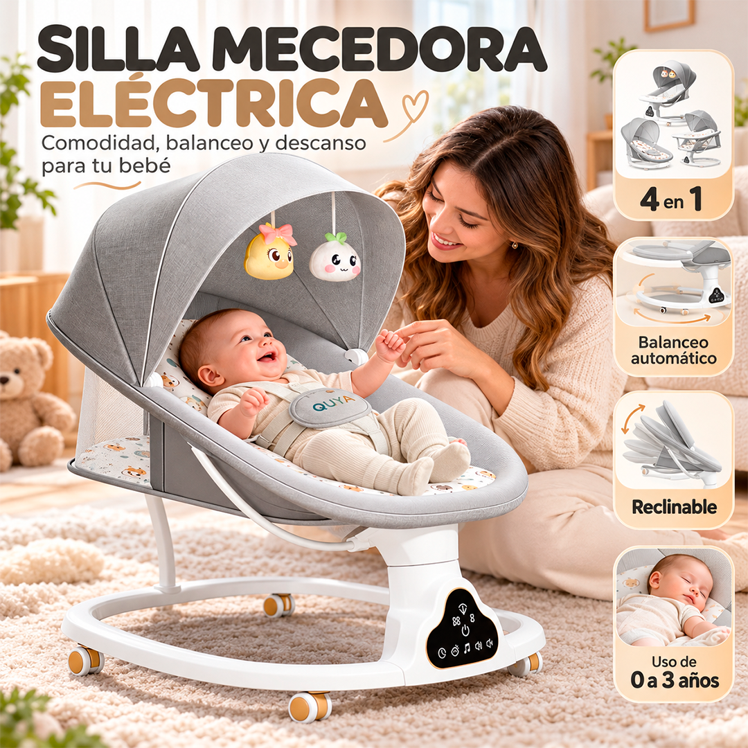 Silla Mecedora Eléctrica 4 en 1 Para Bebés