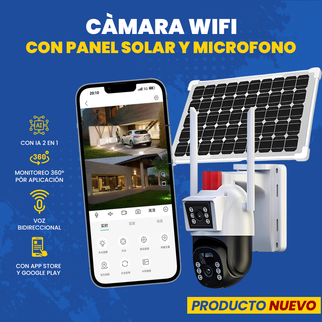 Cámara Con Panel Solar y Micrófono