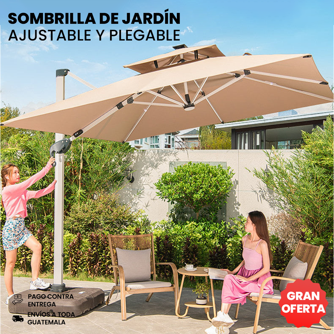 Sombrilla de Jardín Ajustable y Plegable