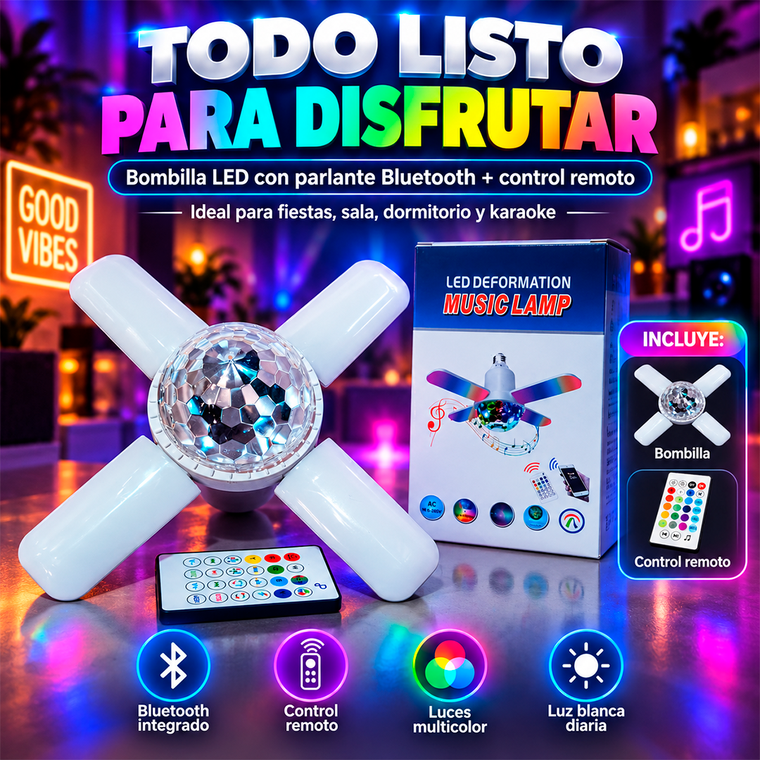 Bombilla LED Multicolor con Parlante Bluetooth