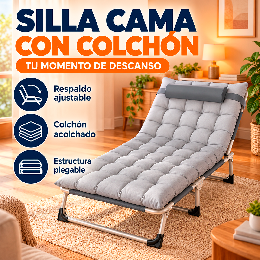 SILLA CAMA PLEGABLE CON COLCHÓN