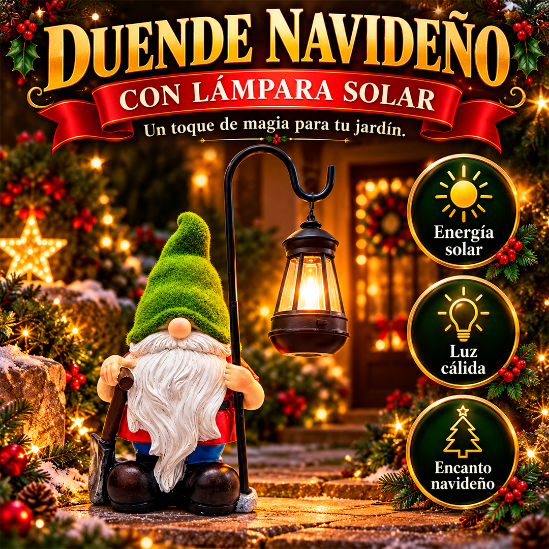 Duende navideño con lámpara solar para jardín