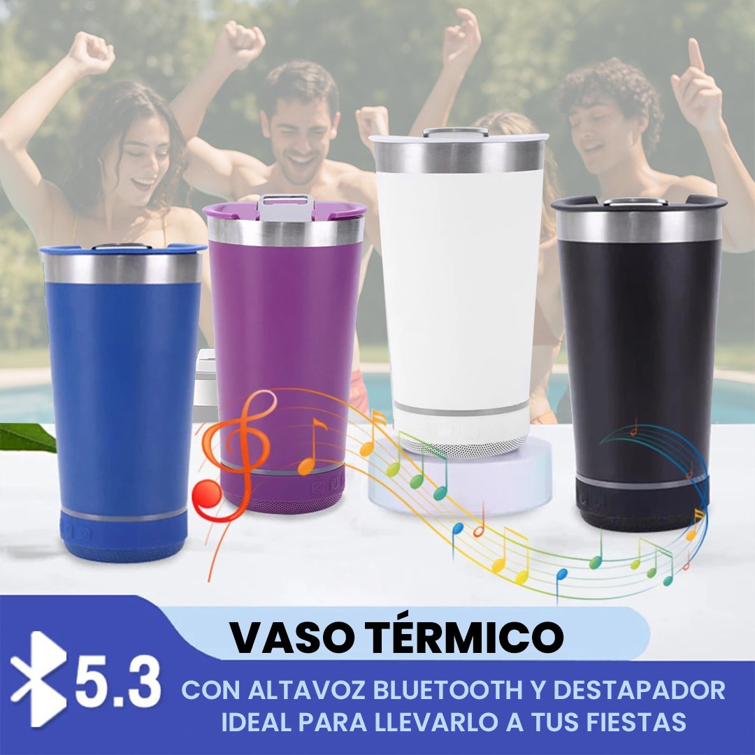 Vaso Térmico con Bocina Bluetooth