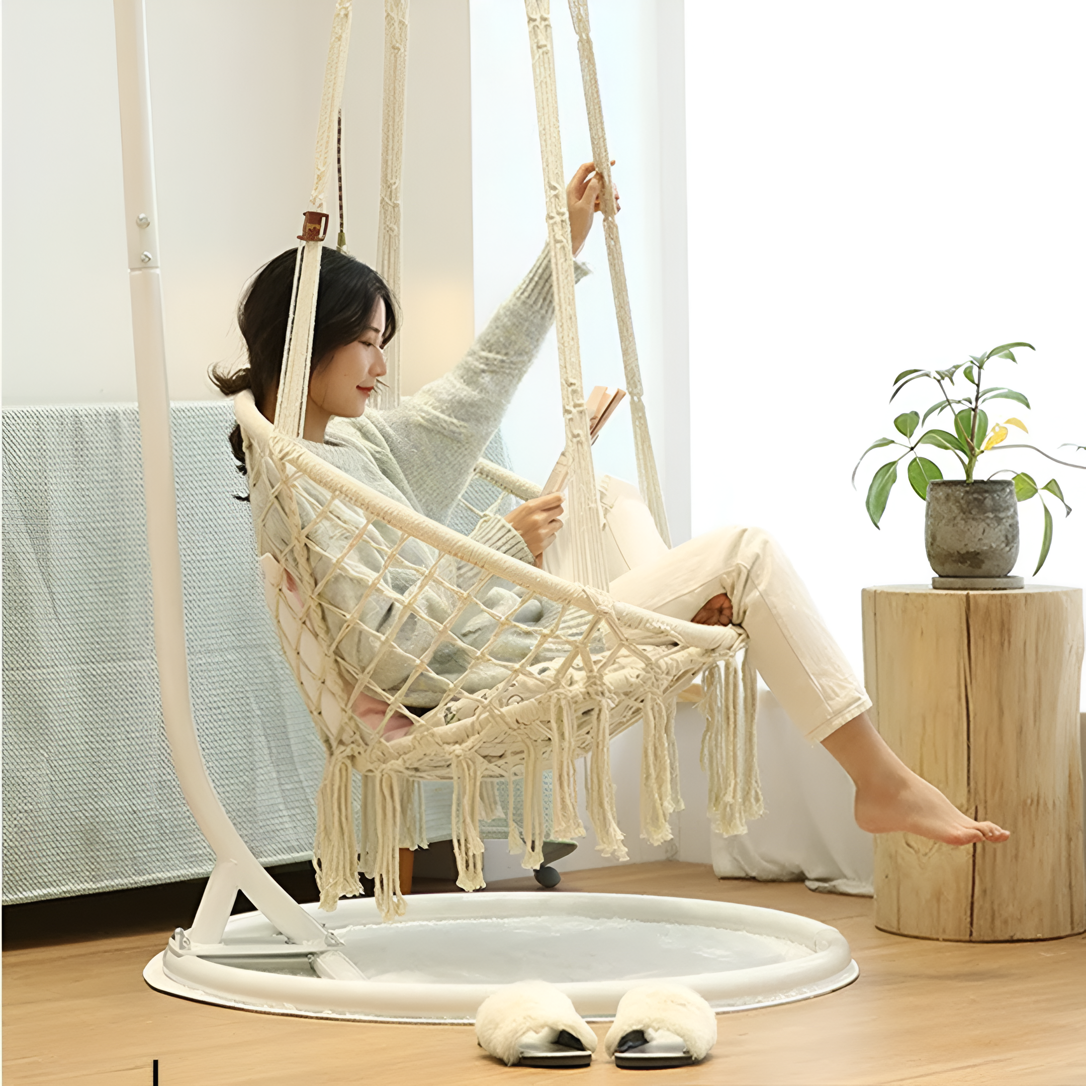 Hamaca de Macramé con Base