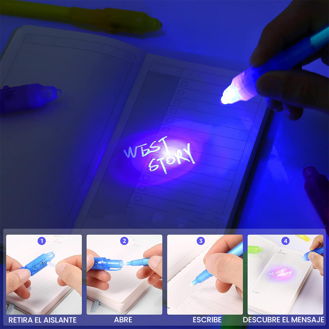 Lápiz de Tinta Invisible con Luz UV - PROMO 6X1