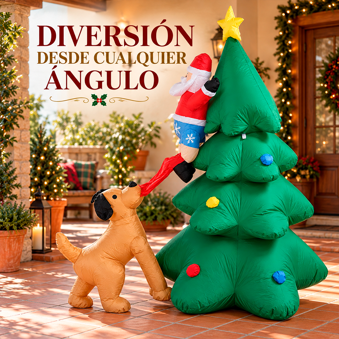 Inflable Navideño De Santa Con Perrito