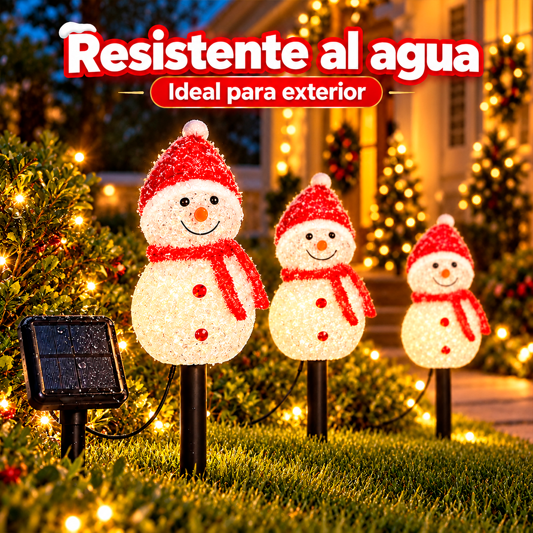 Muñecos de nieve con luces solares