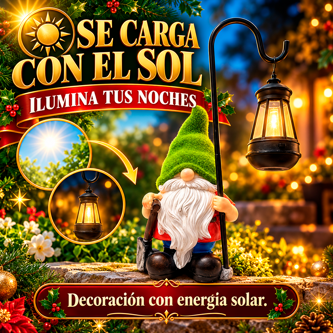 Duende navideño con lámpara solar para jardín