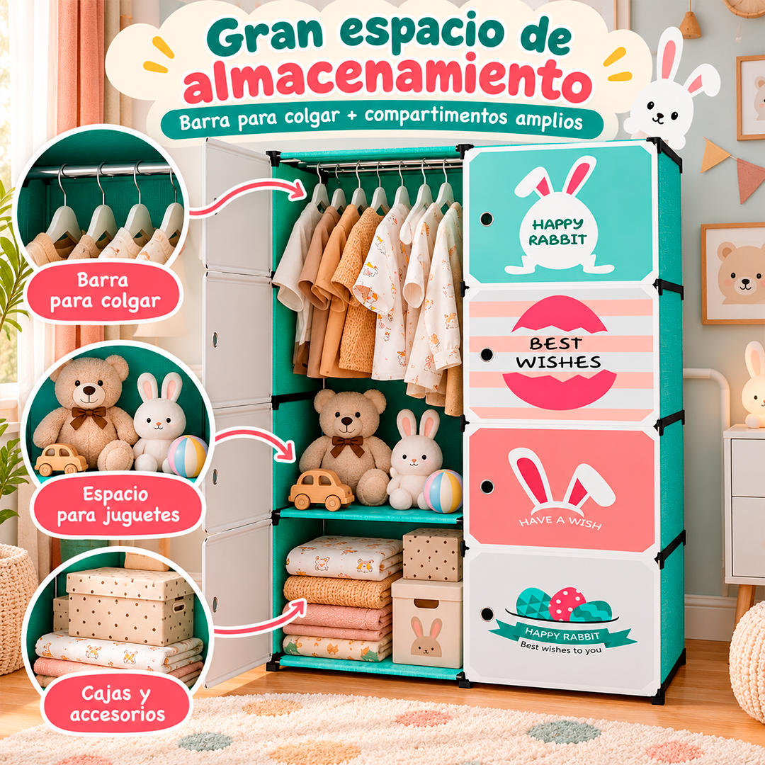 Armario Infantil Organizador de 8 Puertas