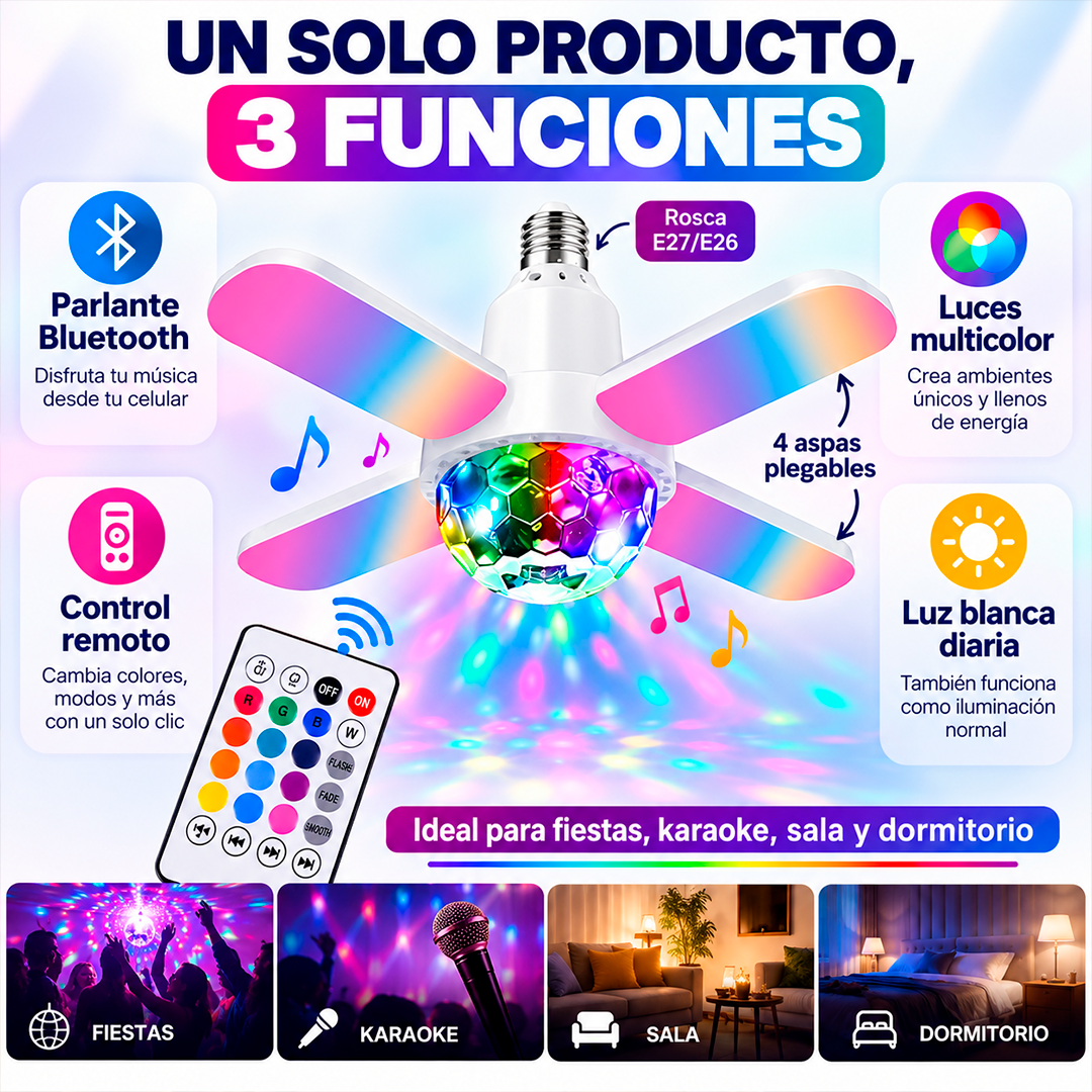 Bombilla LED Multicolor con Parlante Bluetooth