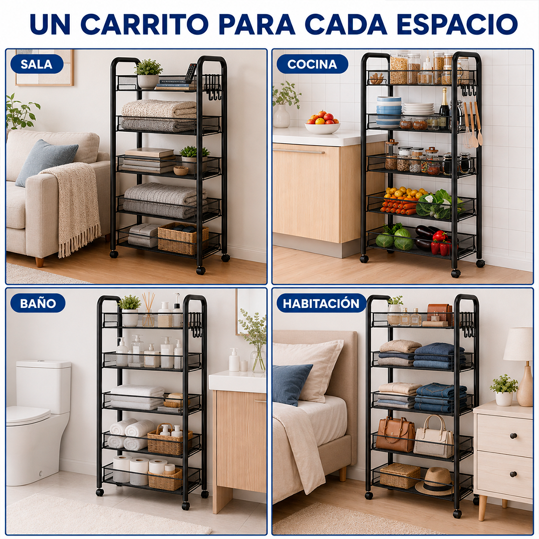 Carrito Organizador de 5 Niveles con Ruedas