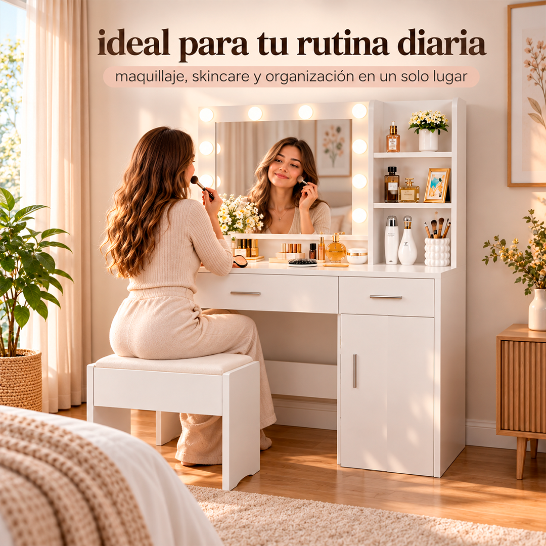 Tocador De Maquillaje Con Espejo LED