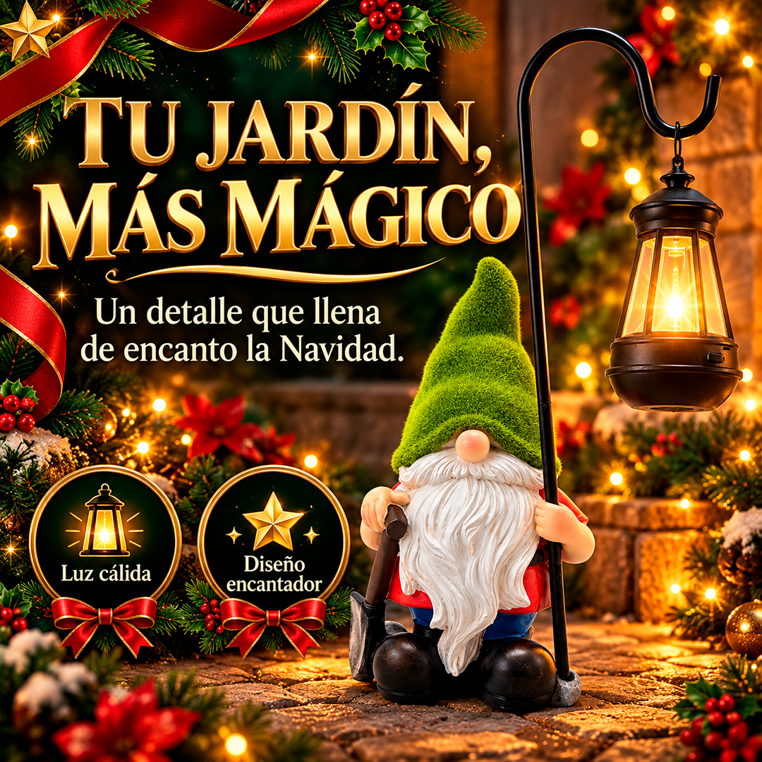 Duende navideño con lámpara solar para jardín