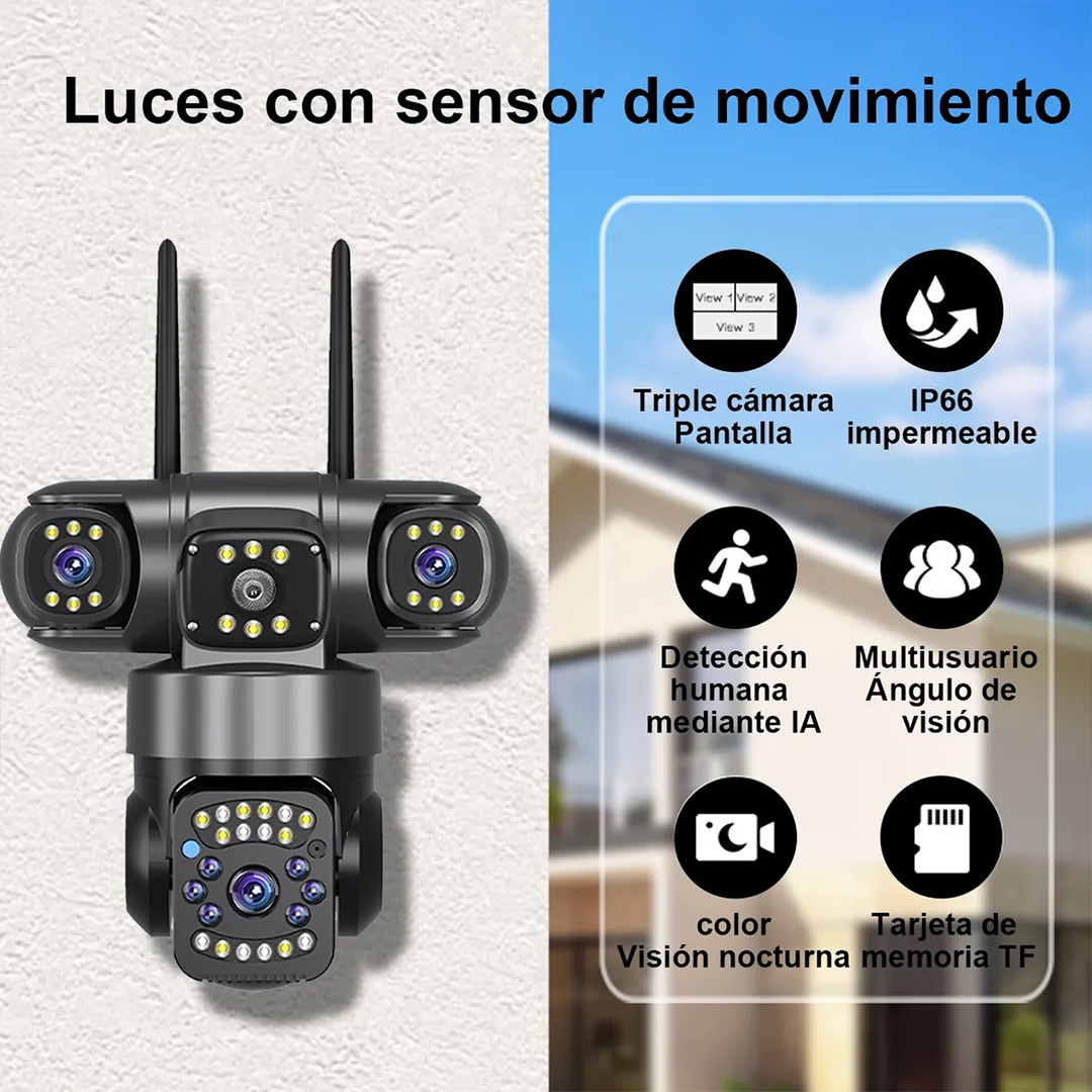 Cámara Wifi Inteligente - Triple Lente Visión HD
