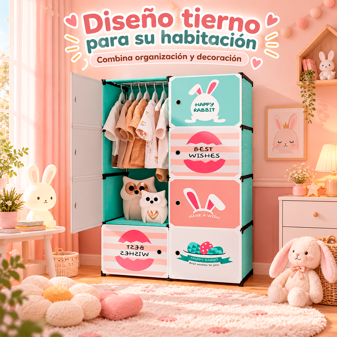 Armario Infantil Organizador de 8 Puertas