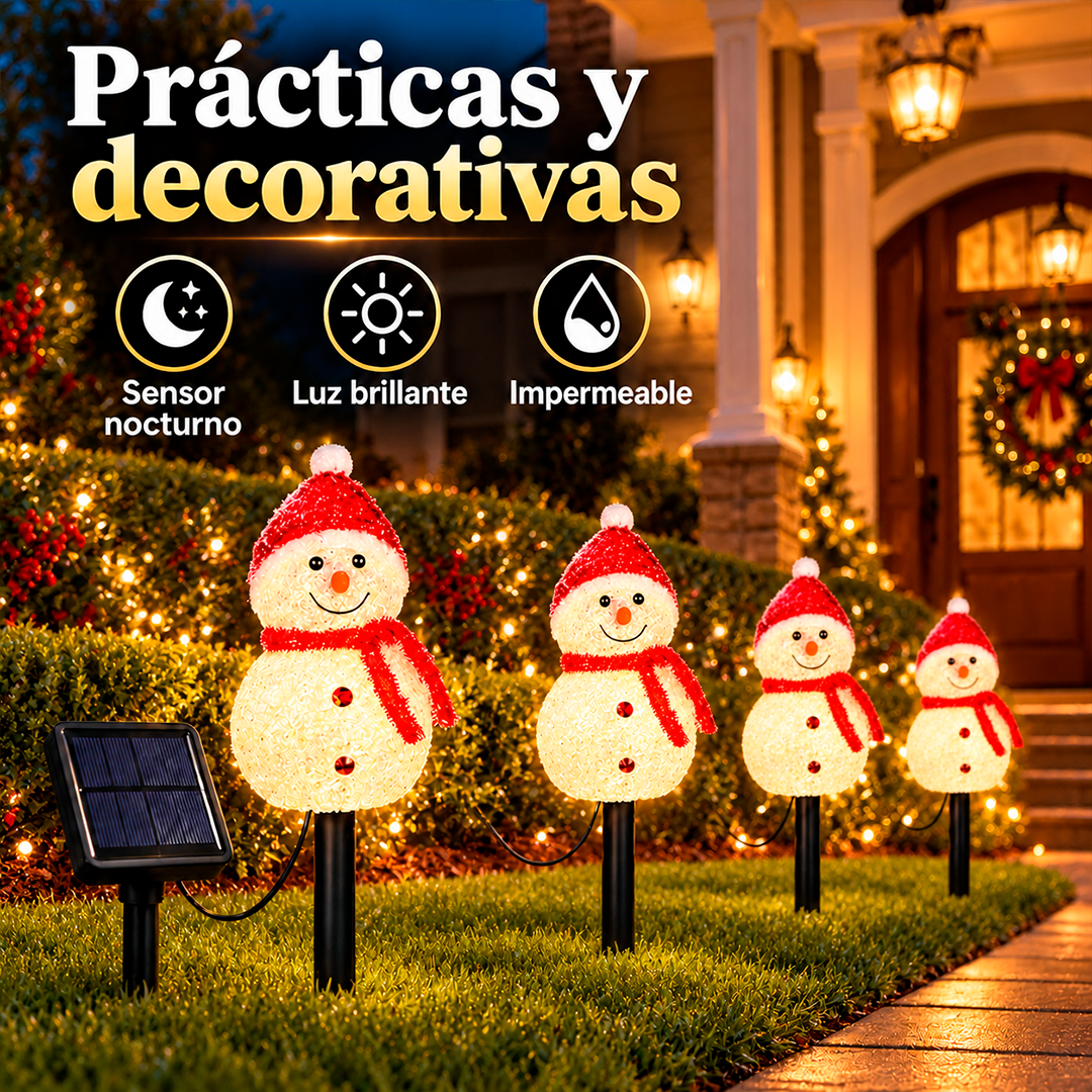 Muñecos de nieve con luces solares