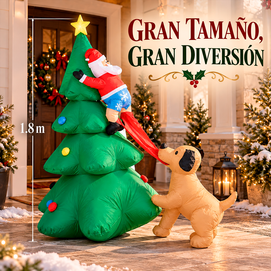 Inflable Navideño De Santa Con Perrito