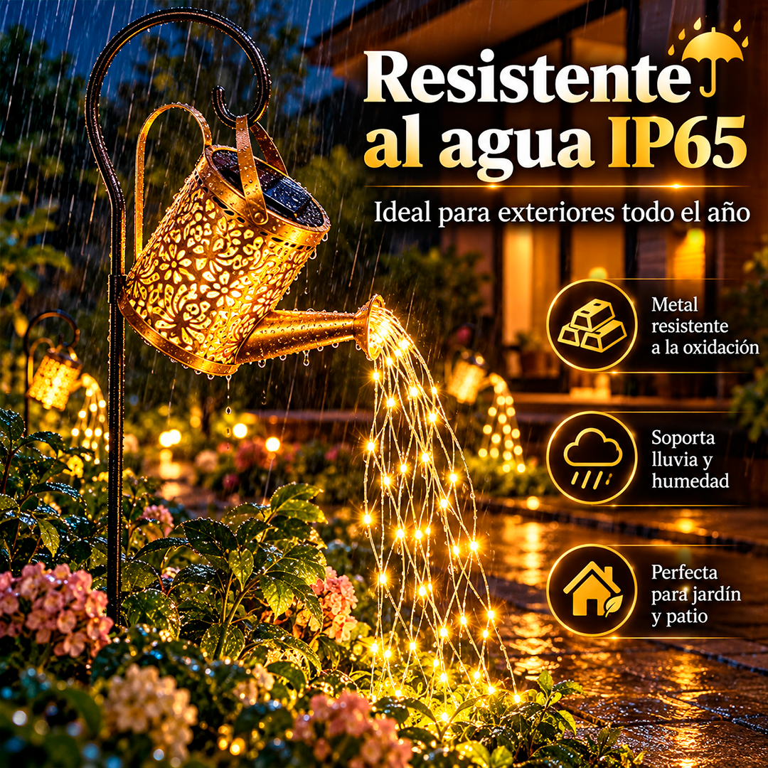 Regadera Solar con Cascada de Luces LED
