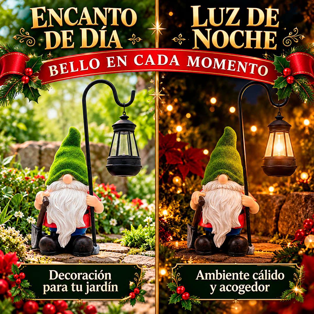 Duende navideño con lámpara solar para jardín