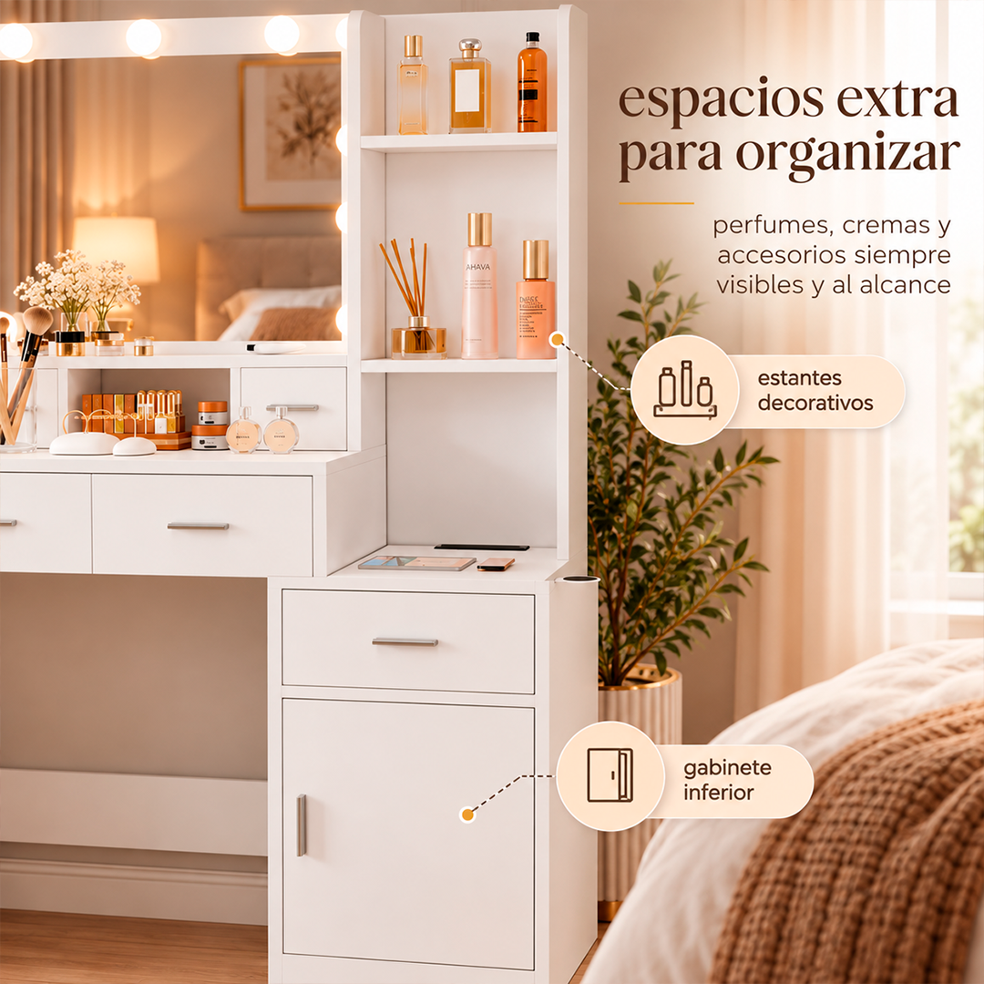 Tocador De Maquillaje Con Espejo LED