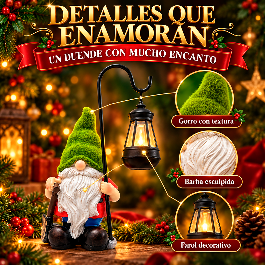 Duende navideño con lámpara solar para jardín