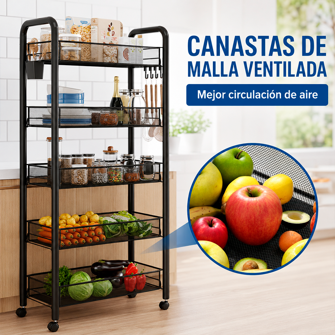 Carrito Organizador de 5 Niveles con Ruedas