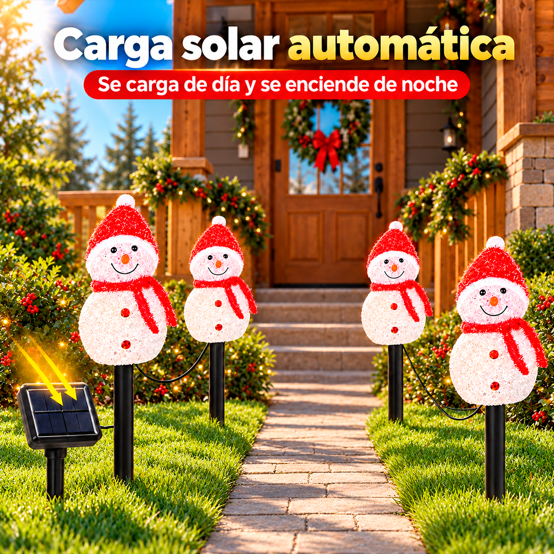 Muñecos de nieve con luces solares