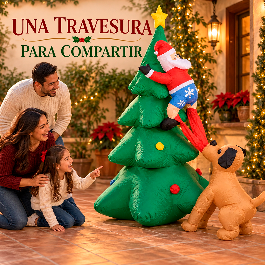 Inflable Navideño De Santa Con Perrito
