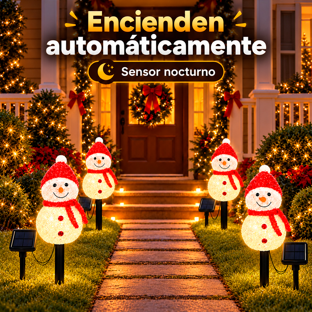 Muñecos de nieve con luces solares