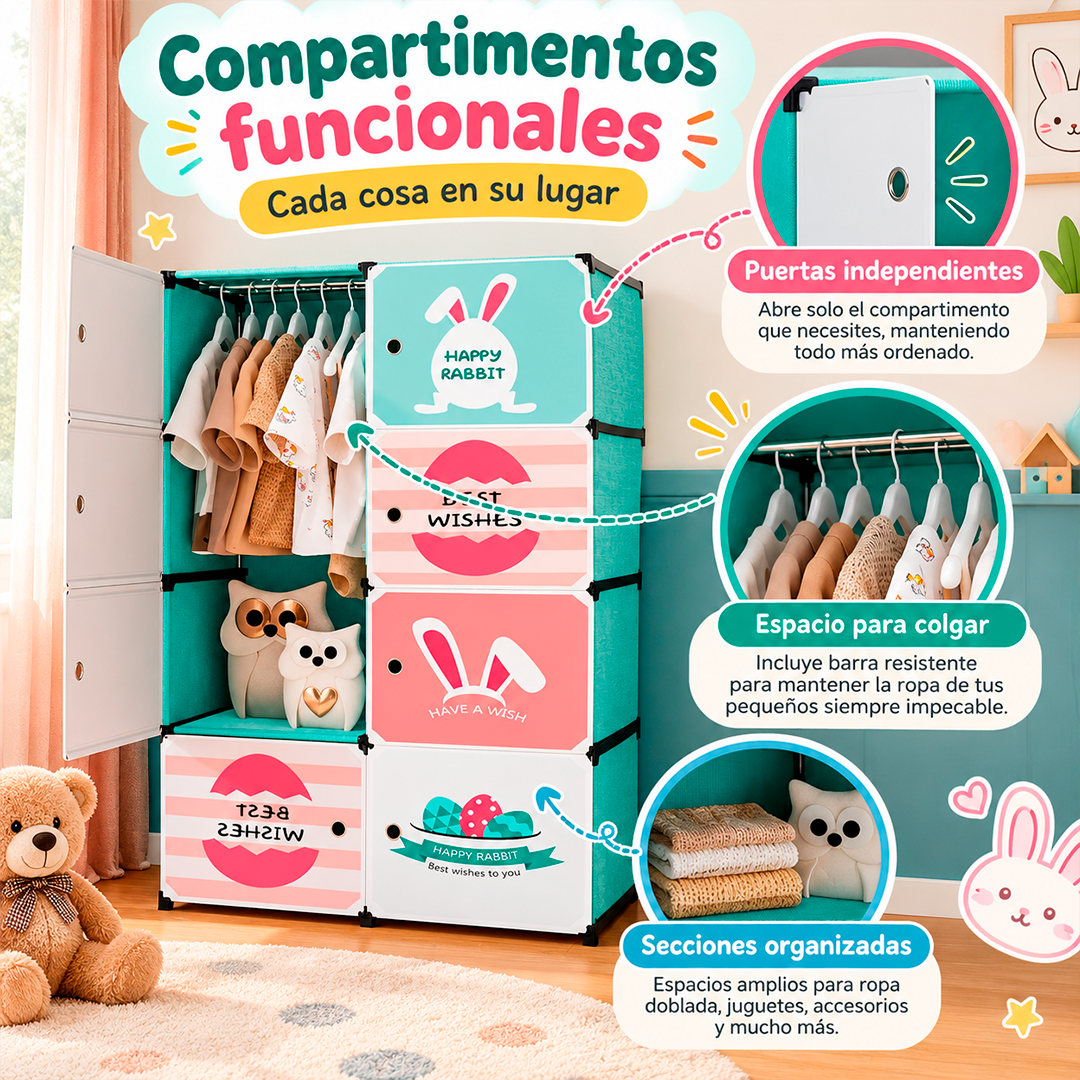 Armario Infantil Organizador de 8 Puertas