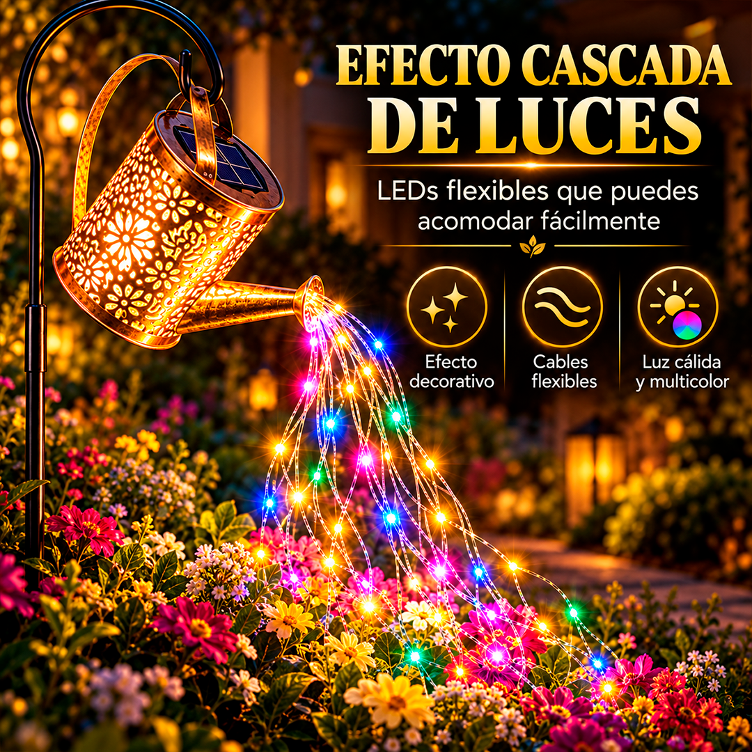 Regadera Solar con Cascada de Luces LED