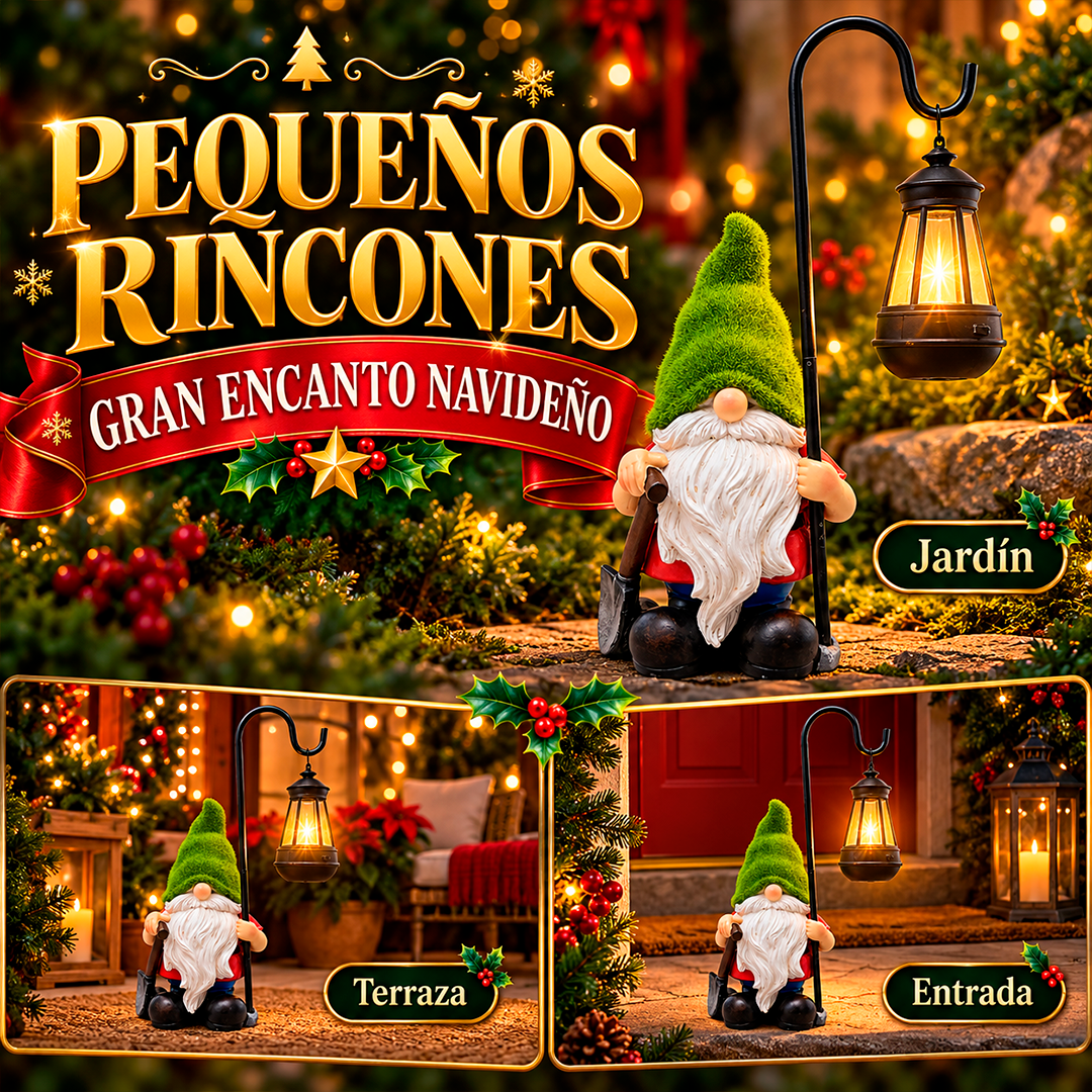 Duende navideño con lámpara solar para jardín