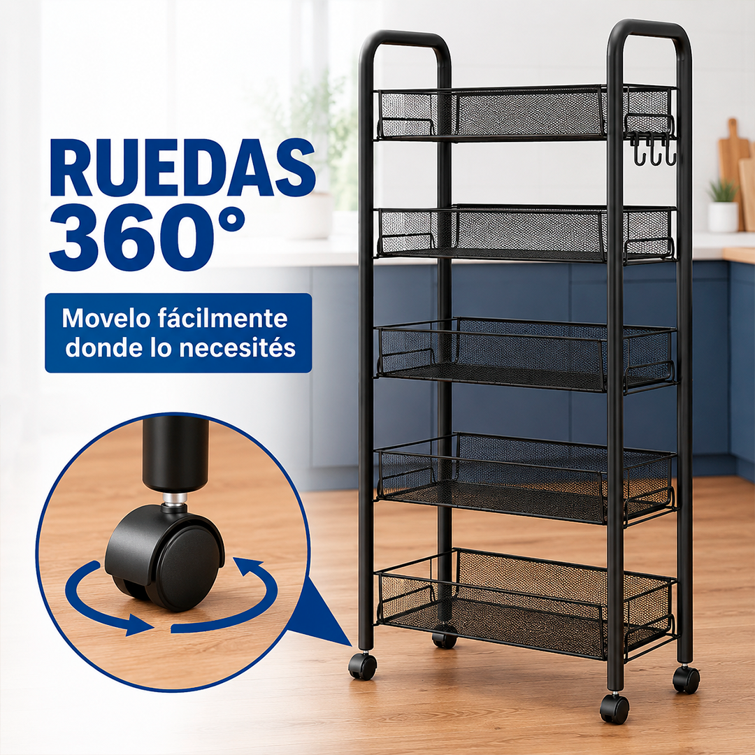 Carrito Organizador de 5 Niveles con Ruedas