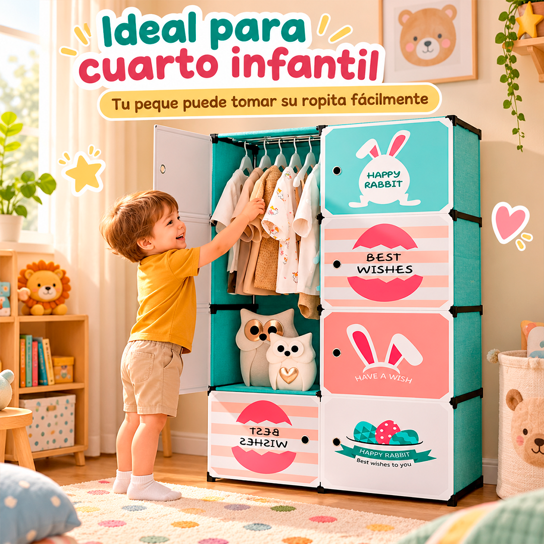 Armario Infantil Organizador de 8 Puertas