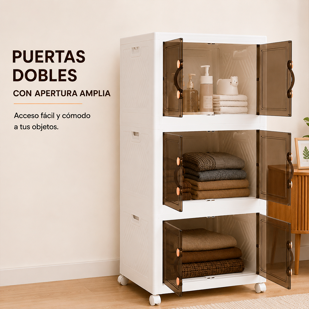 Armario Organizador de 3 Niveles con Ruedas