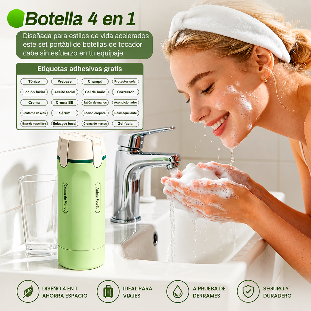 Botella Dispensadora de Viaje 4 en 1