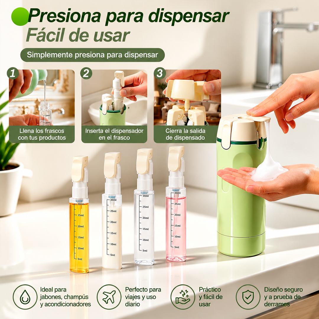 Botella Dispensadora de Viaje 4 en 1