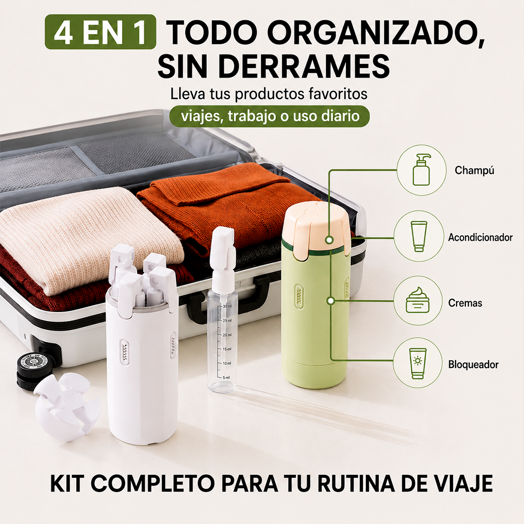 Botella Dispensadora de Viaje 4 en 1