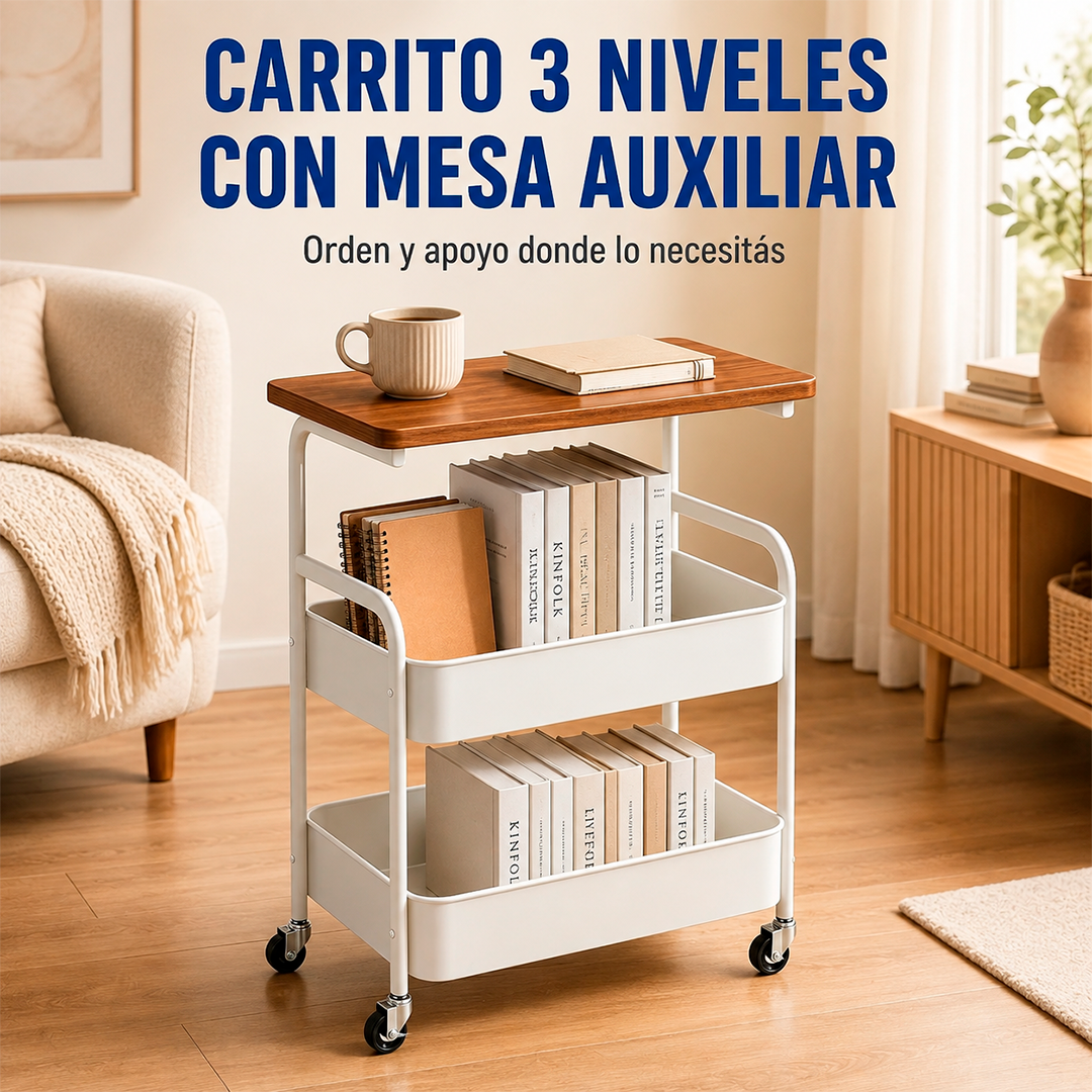 Carrito con Mesa Auxiliar y Ruedas