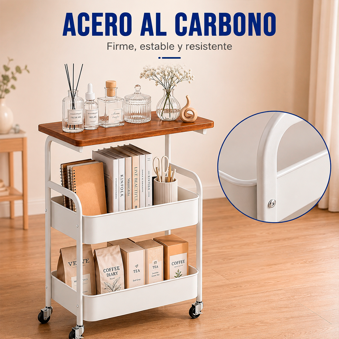 Carrito con Mesa Auxiliar y Ruedas