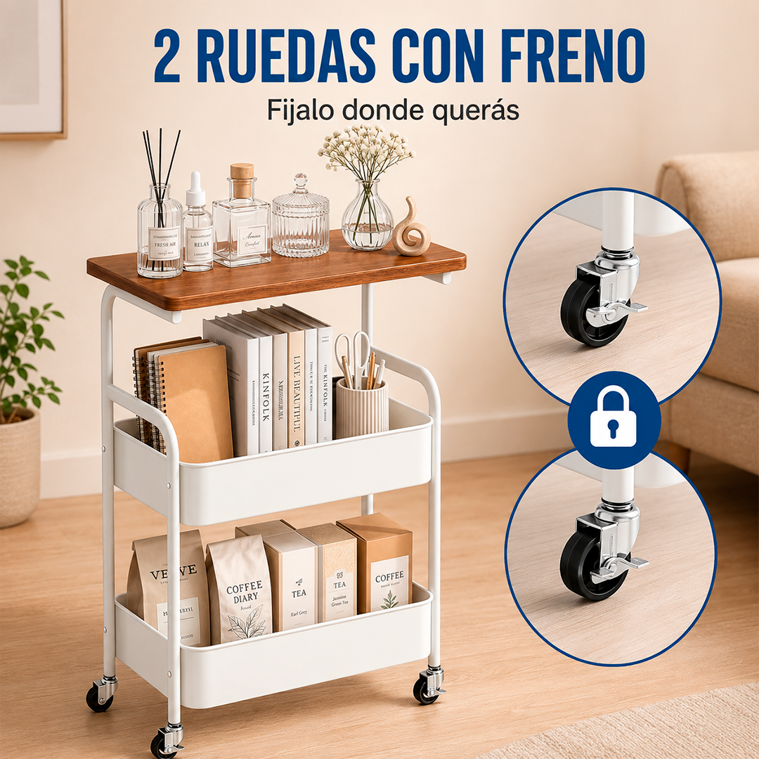 Carrito con Mesa Auxiliar y Ruedas