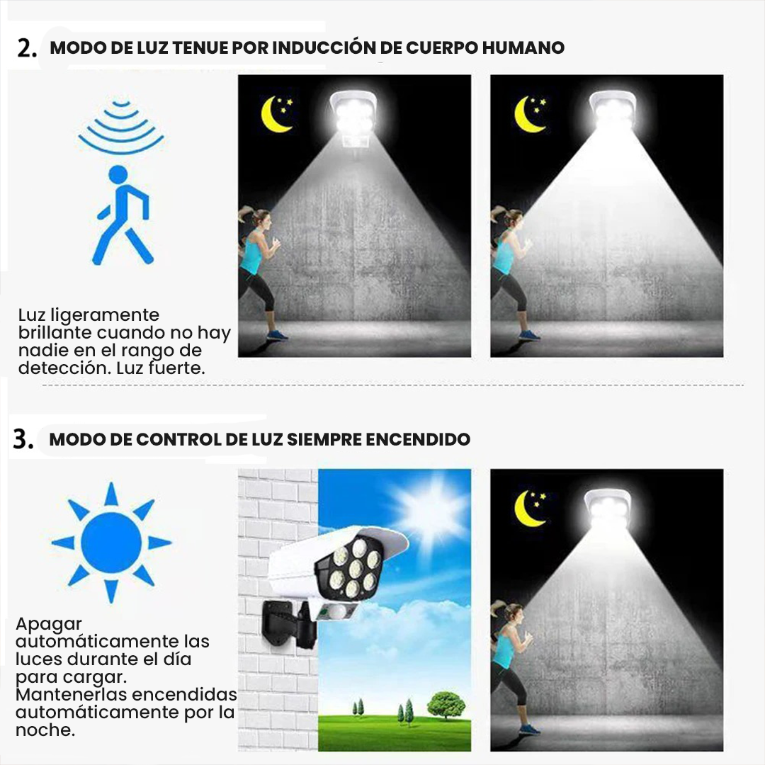 Lampara Solar Con Simulador de Cámara - OFERTA 2X1