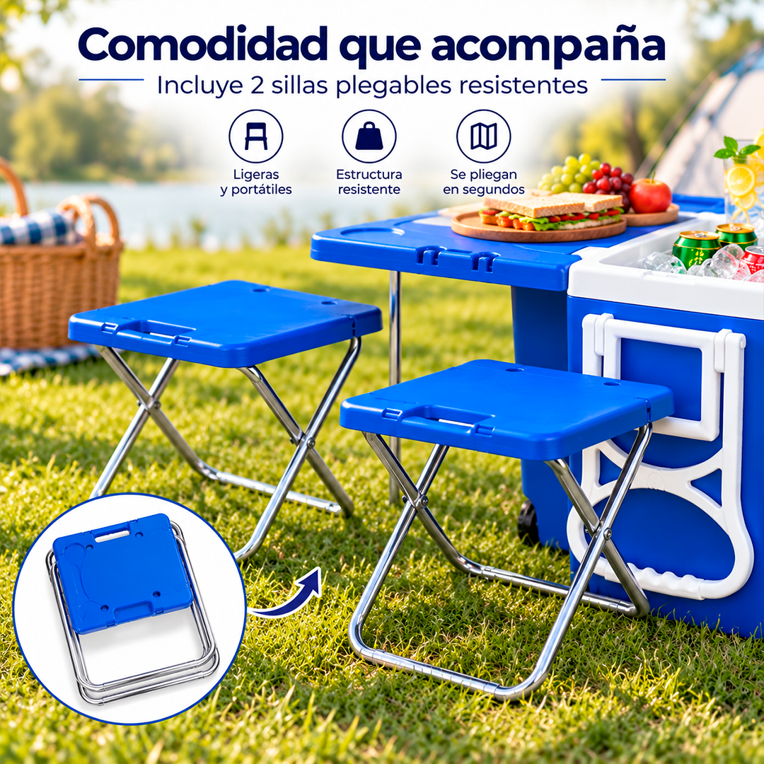 Hielera 3 en 1 con Mesa y Sillas Plegables